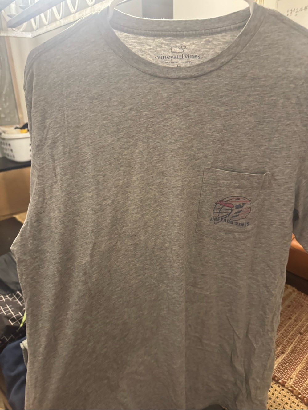 Vineyard Vines Gray Heather Pocket Tee with Subtle Logo